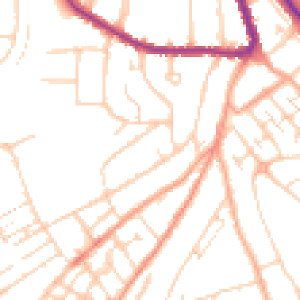 Daytime road noise heatmap for LU2 7SE