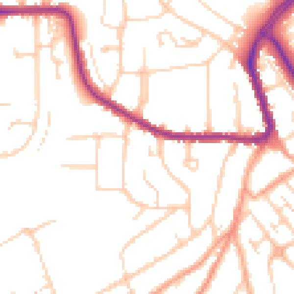 Daytime road noise heatmap for LU2 7SG