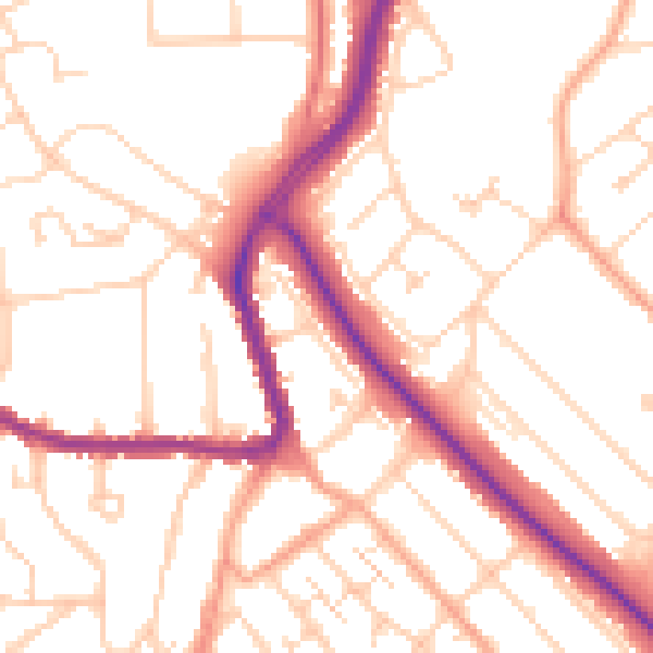 Daytime road noise heatmap for LU2 7SU