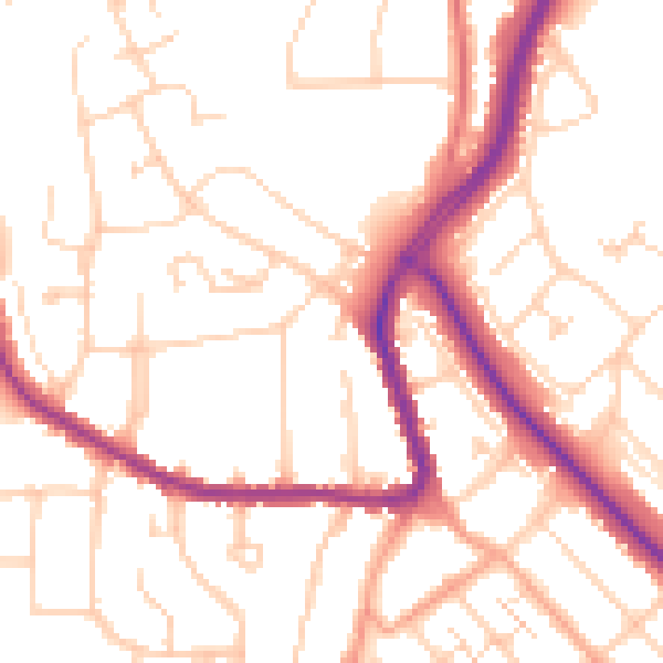 Daytime road noise heatmap for LU2 7TB