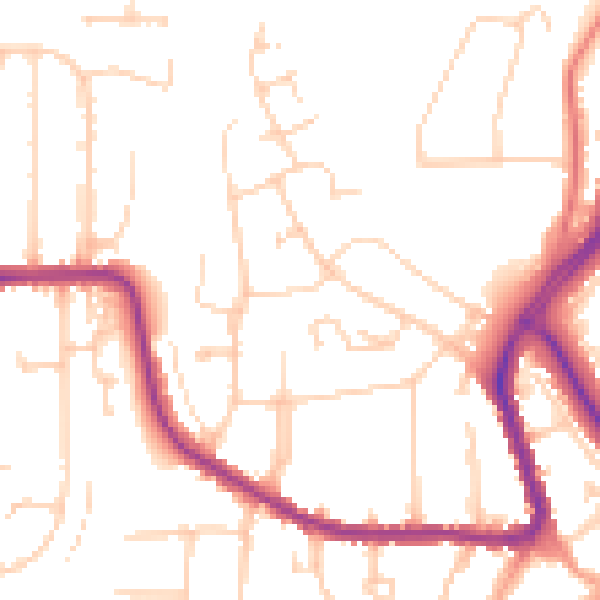 Daytime road noise heatmap for LU2 7TQ