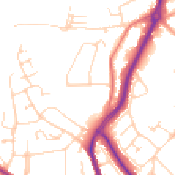 Daytime road noise heatmap for LU2 7TY