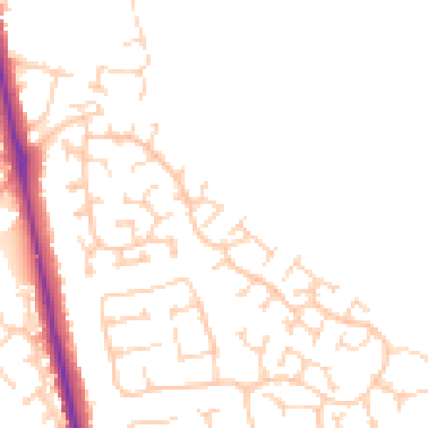 Daytime road noise heatmap for LU2 7UB