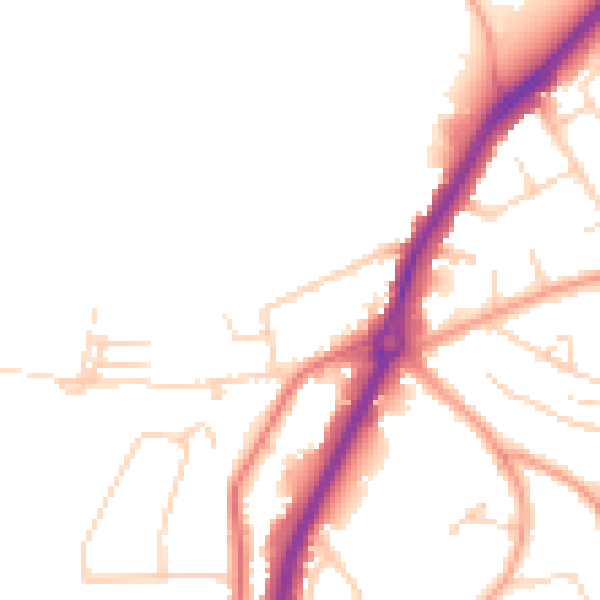 Daytime road noise heatmap for LU2 7XB