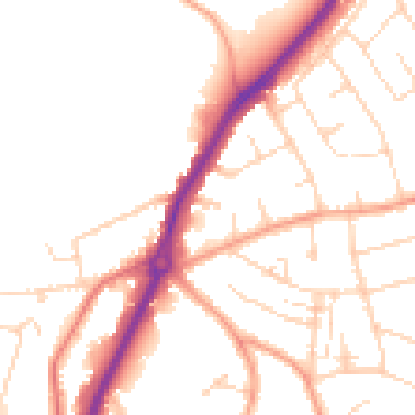 Daytime road noise heatmap for LU2 7XF