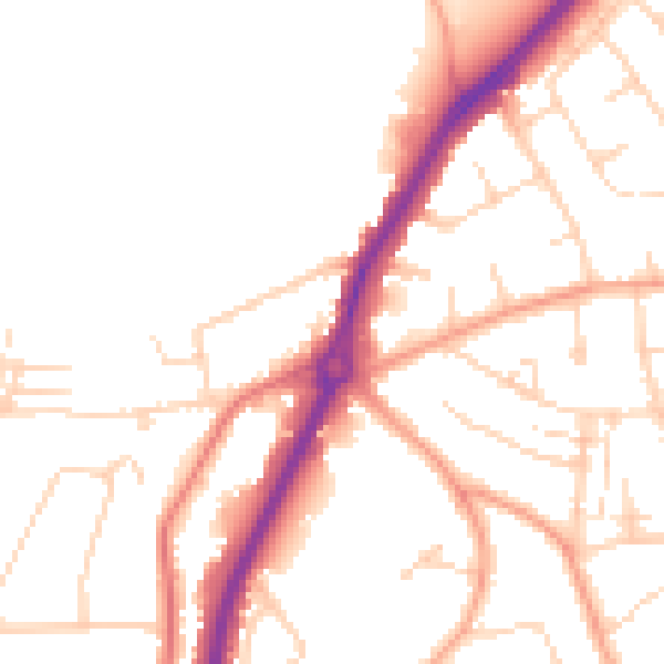 Daytime road noise heatmap for LU2 7XS
