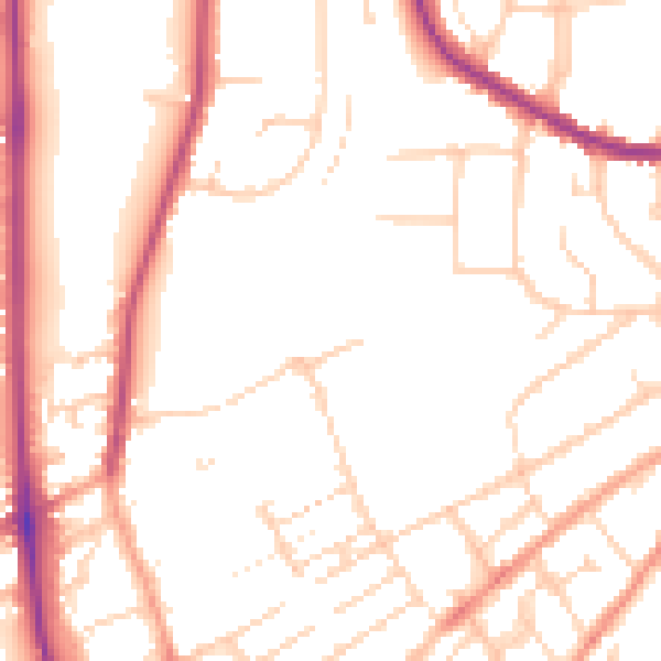 Daytime road noise heatmap for LU2 7YD