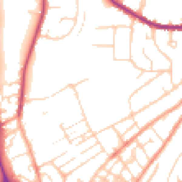 Daytime road noise heatmap for LU2 7YE