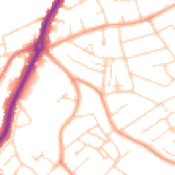 Daytime road noise heatmap for LU2 8AA