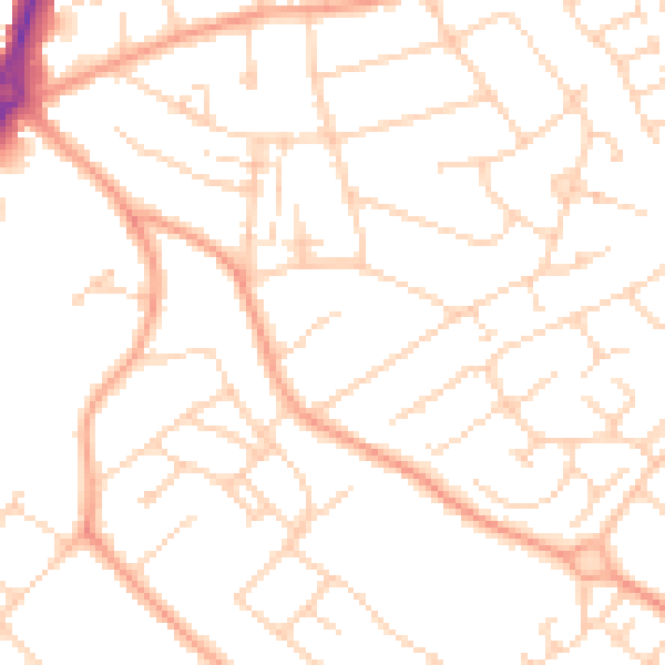 Daytime road noise heatmap for LU2 8AE