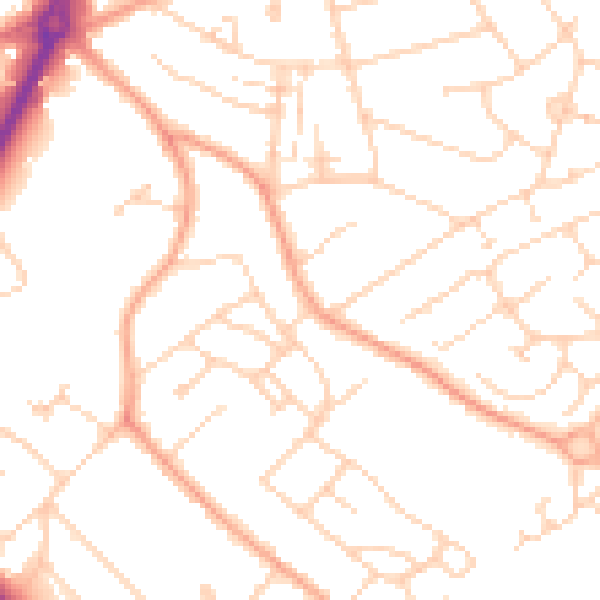 Daytime road noise heatmap for LU2 8AQ