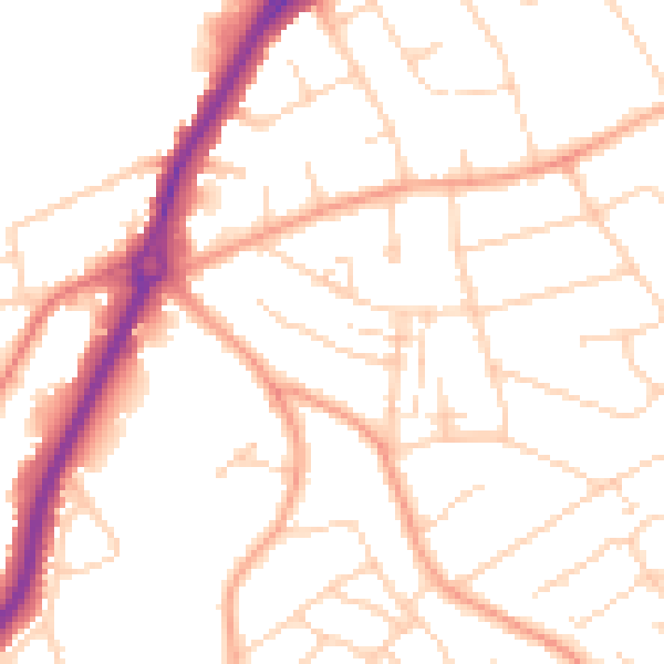 Daytime road noise heatmap for LU2 8AR