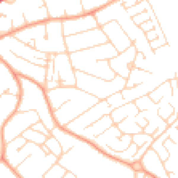 Daytime road noise heatmap for LU2 8AS