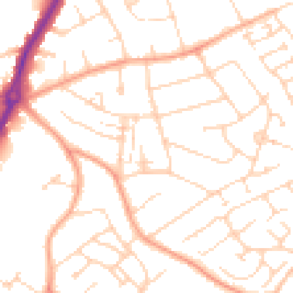 Daytime road noise heatmap for LU2 8AU