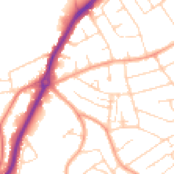 Daytime road noise heatmap for LU2 8AW