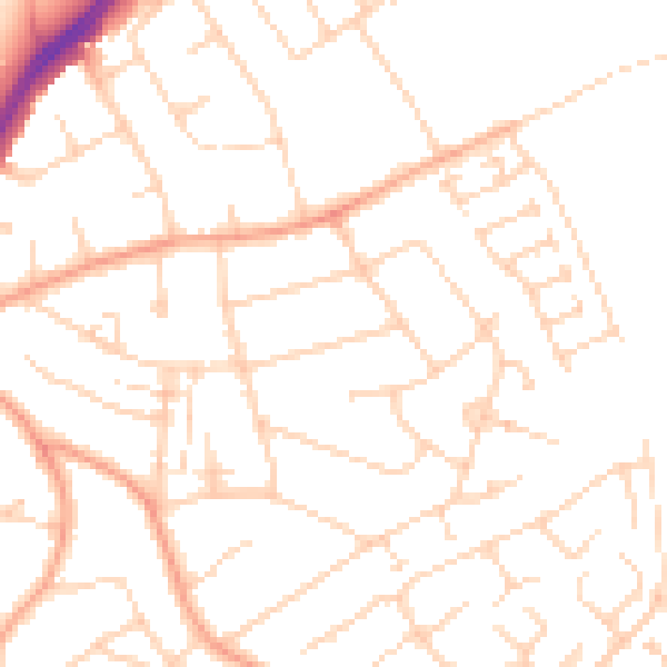 Daytime road noise heatmap for LU2 8BB