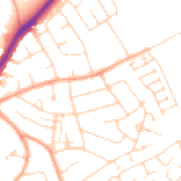 Daytime road noise heatmap for LU2 8BE