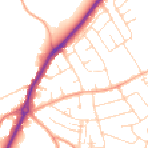 Daytime road noise heatmap for LU2 8BJ