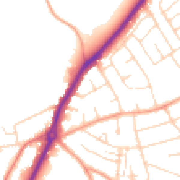 Daytime road noise heatmap for LU2 8BL