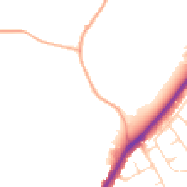 Daytime road noise heatmap for LU2 8DE