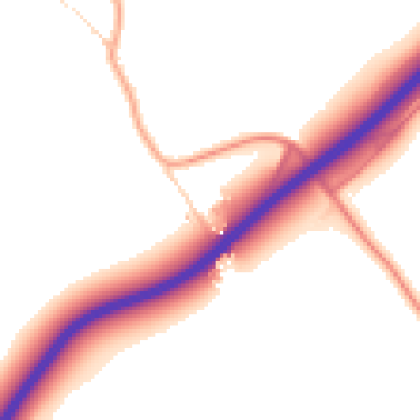 Daytime road noise heatmap for LU2 8EG