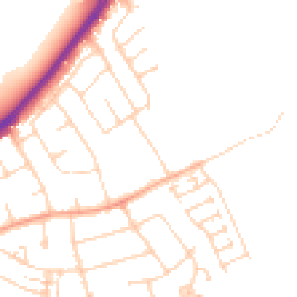 Daytime road noise heatmap for LU2 8EH