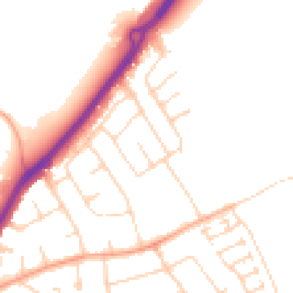Daytime road noise heatmap for LU2 8EL