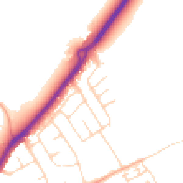 Daytime road noise heatmap for LU2 8ER