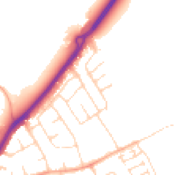 Daytime road noise heatmap for LU2 8EW