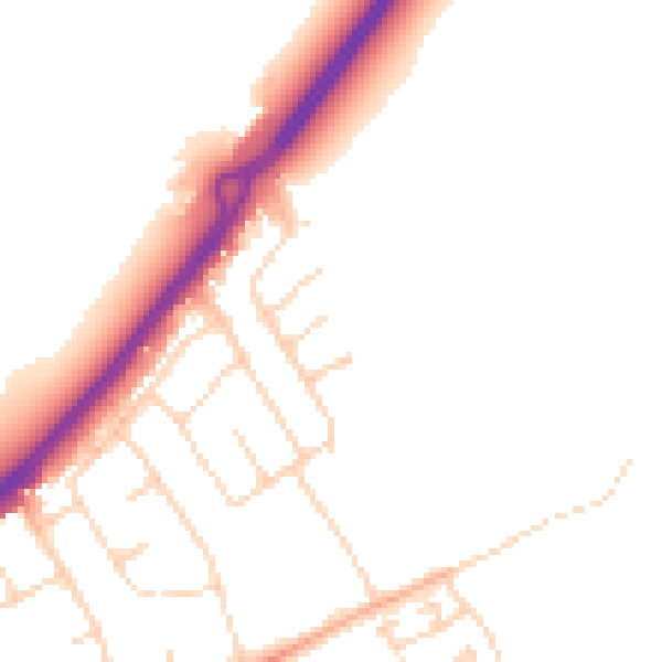Daytime road noise heatmap for LU2 8EZ