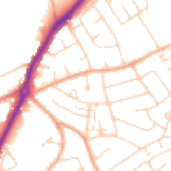 Daytime road noise heatmap for LU2 8HN