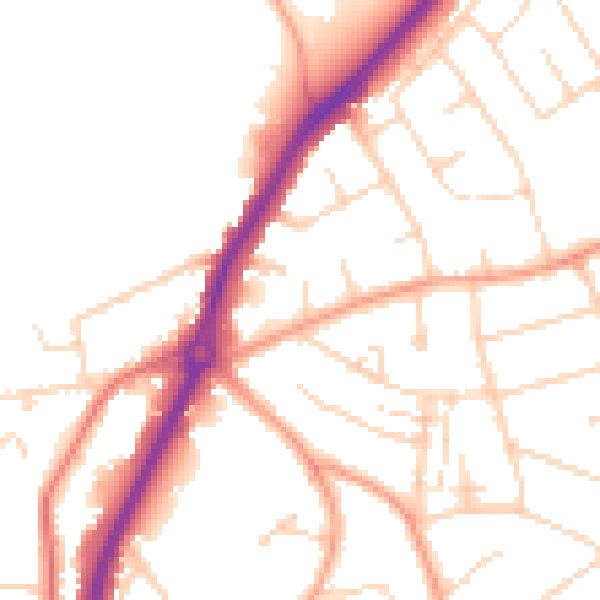Daytime road noise heatmap for LU2 8JD
