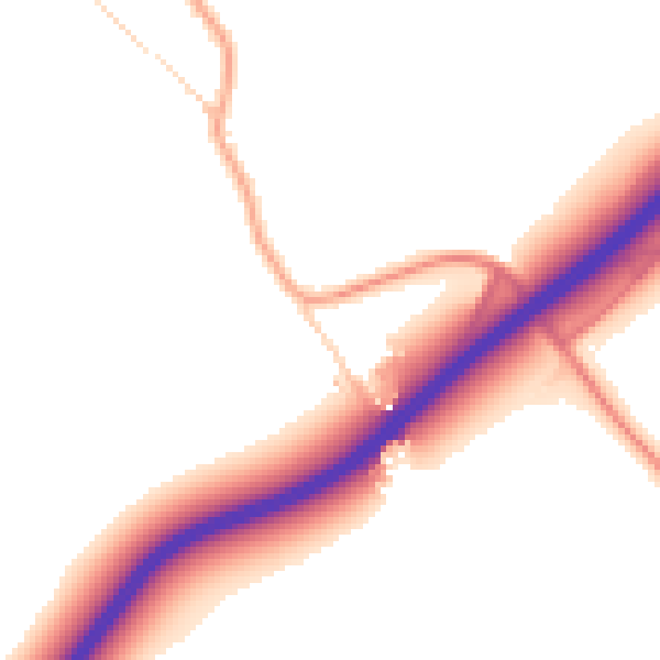 Daytime road noise heatmap for LU2 8LL