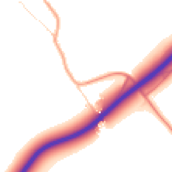 Daytime road noise heatmap for LU2 8NS