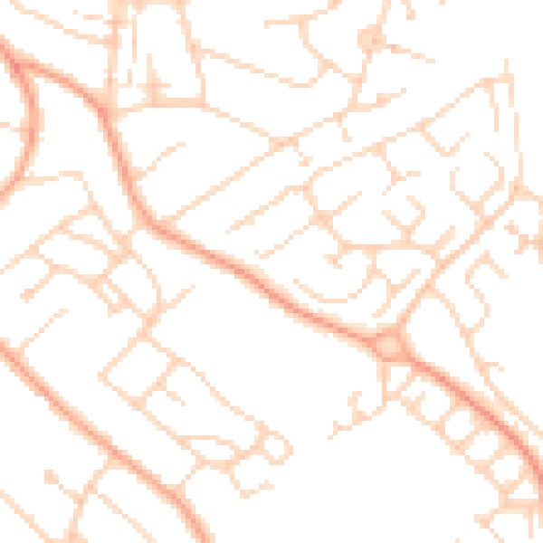 Daytime road noise heatmap for LU2 8QQ