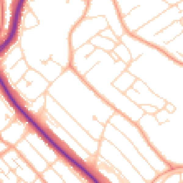 Daytime road noise heatmap for LU2 9AB
