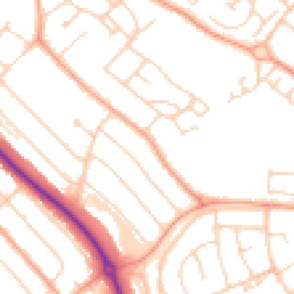 Daytime road noise heatmap for LU2 9AE