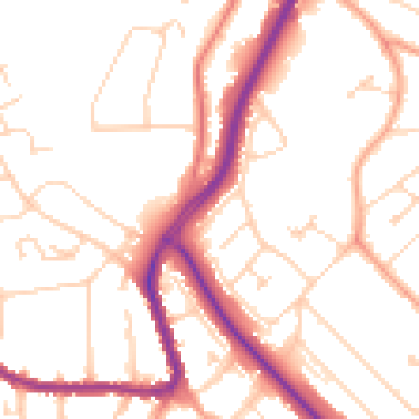 Daytime road noise heatmap for LU2 9AP
