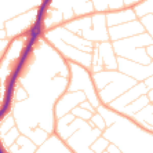 Daytime road noise heatmap for LU2 9AT