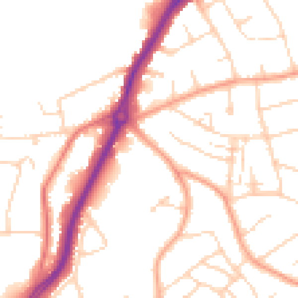 Daytime road noise heatmap for LU2 9AU