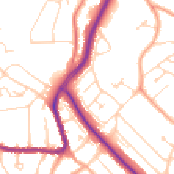 Daytime road noise heatmap for LU2 9AW