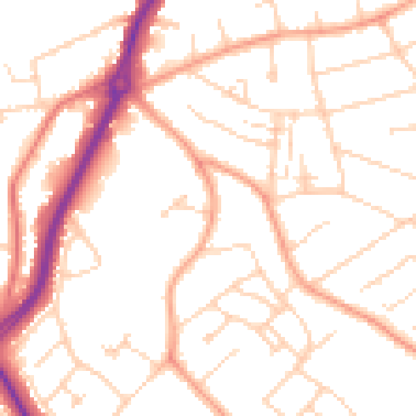 Daytime road noise heatmap for LU2 9AX