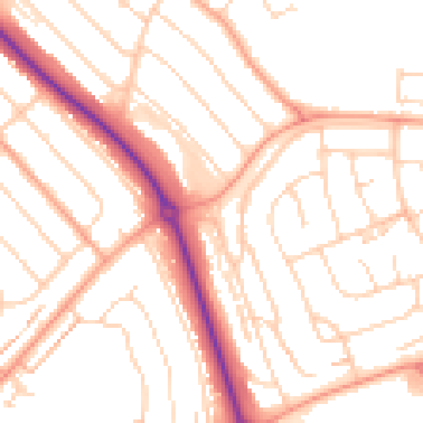 Daytime road noise heatmap for LU2 9BF