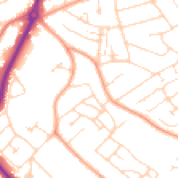 Daytime road noise heatmap for LU2 9BG