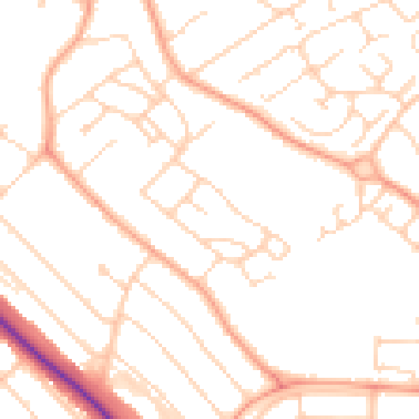 Daytime road noise heatmap for LU2 9BN
