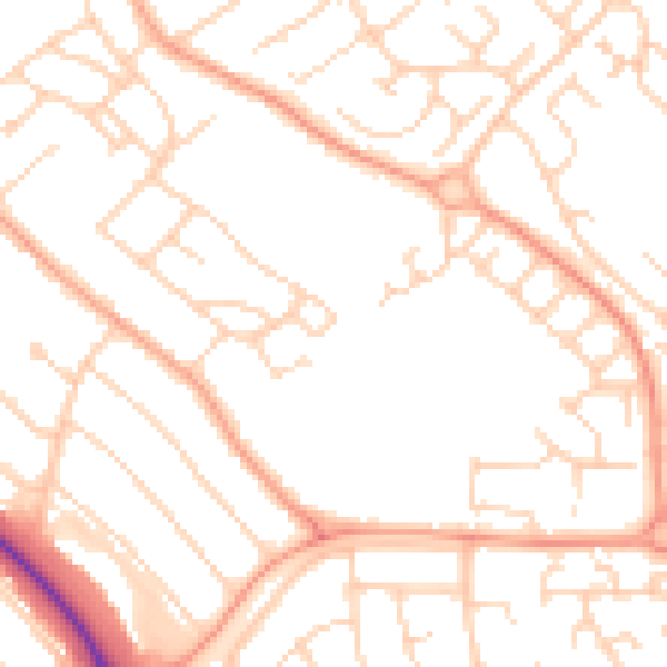 Daytime road noise heatmap for LU2 9BS