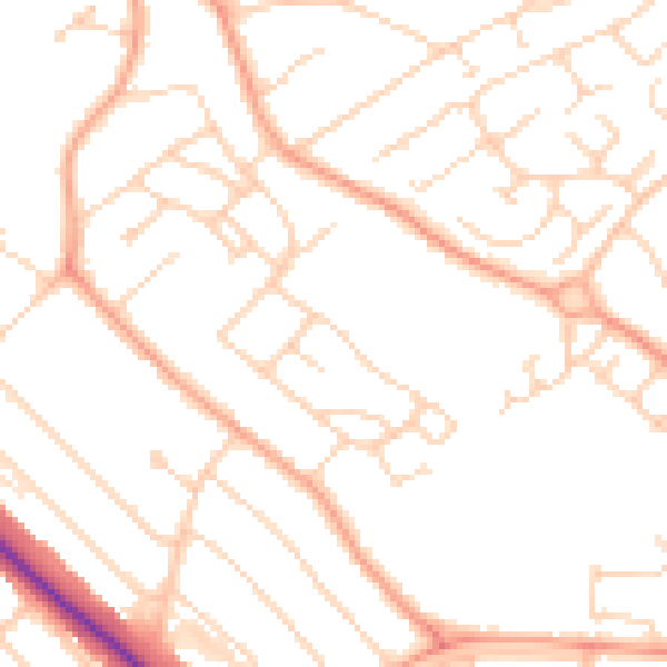 Daytime road noise heatmap for LU2 9BW
