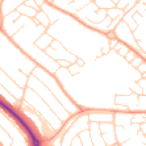 Daytime road noise heatmap for LU2 9BX