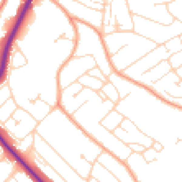 Daytime road noise heatmap for LU2 9DA