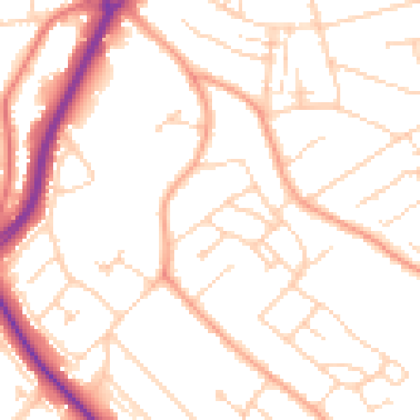 Daytime road noise heatmap for LU2 9DD